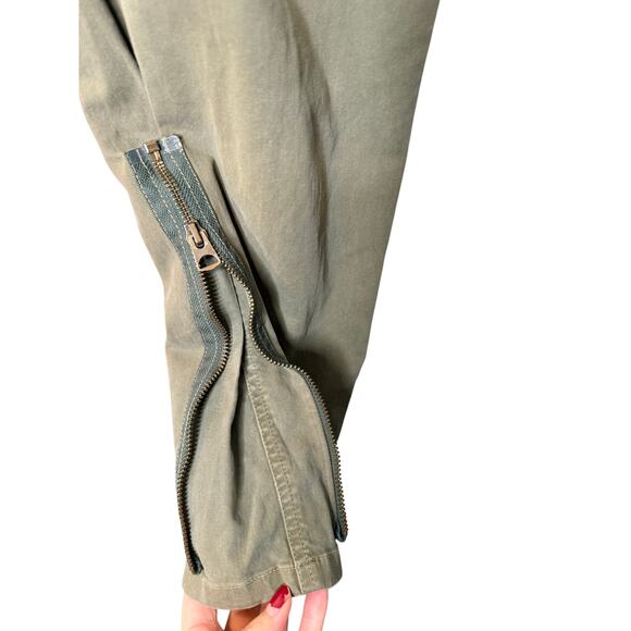 Nili Lotan 8 Slouchy $395 Drop Crotch Jackson Pants Ankle Zip Cotton Paris Green - Picture 7 of 9